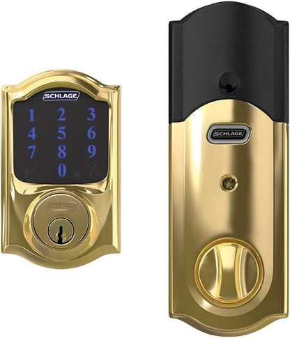 Schlage BE469ZP CAM 622 Connect Smart Deadbolt with Alarm with Camelot Trim in Matte Black, Z-Wave Plus Enabled