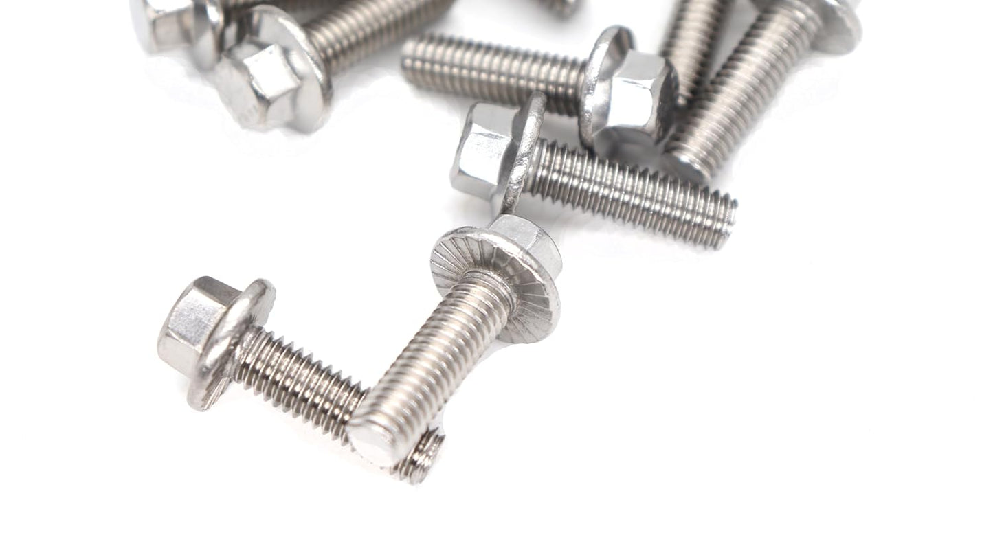 binifiMux 4pcs M10-1.25 x 70mm Serrated Flanged Hex Bolts Flange Hexagon Screws, Stainless Steel 18-8 (304), Plain Finish, DIN 6921