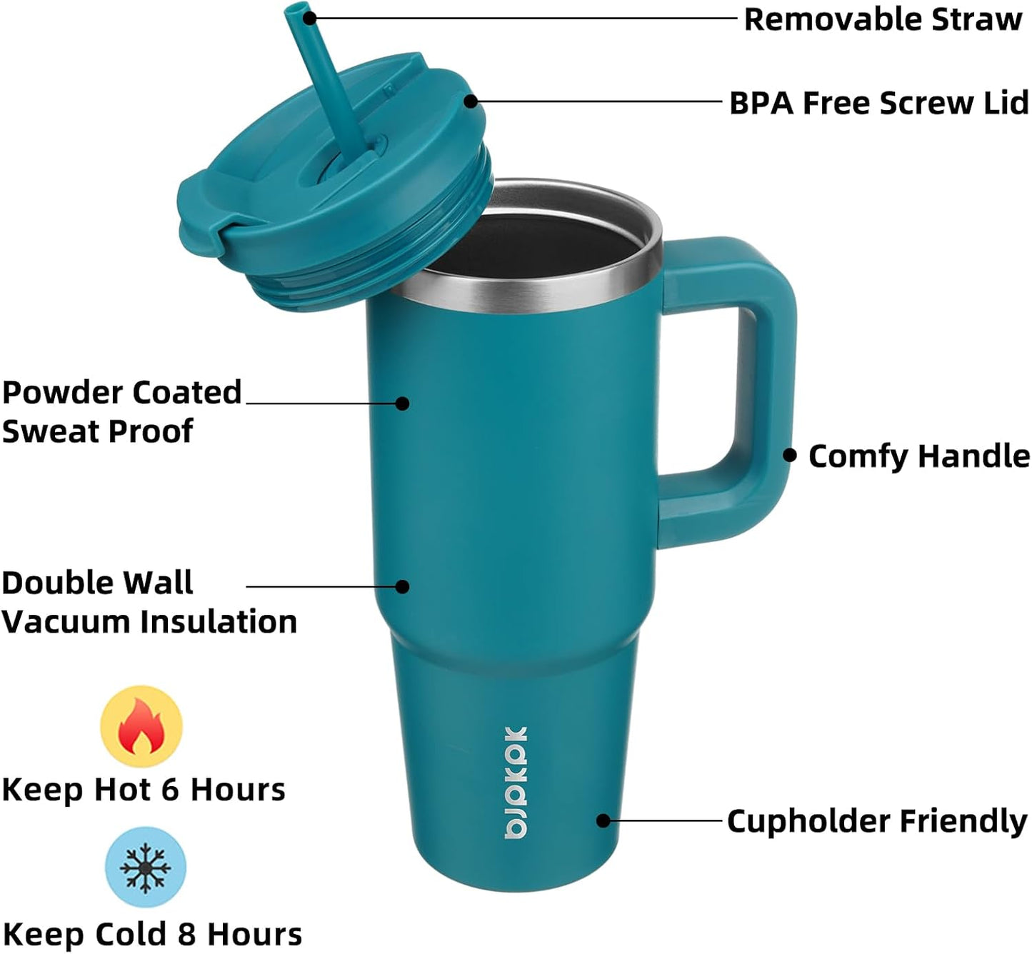 BJPKPK Tumbler with Handle and Straw 30oz Insulated Tumbler Cups with Lid Stainless Steel Travel Coffee Mug,Indigo Black