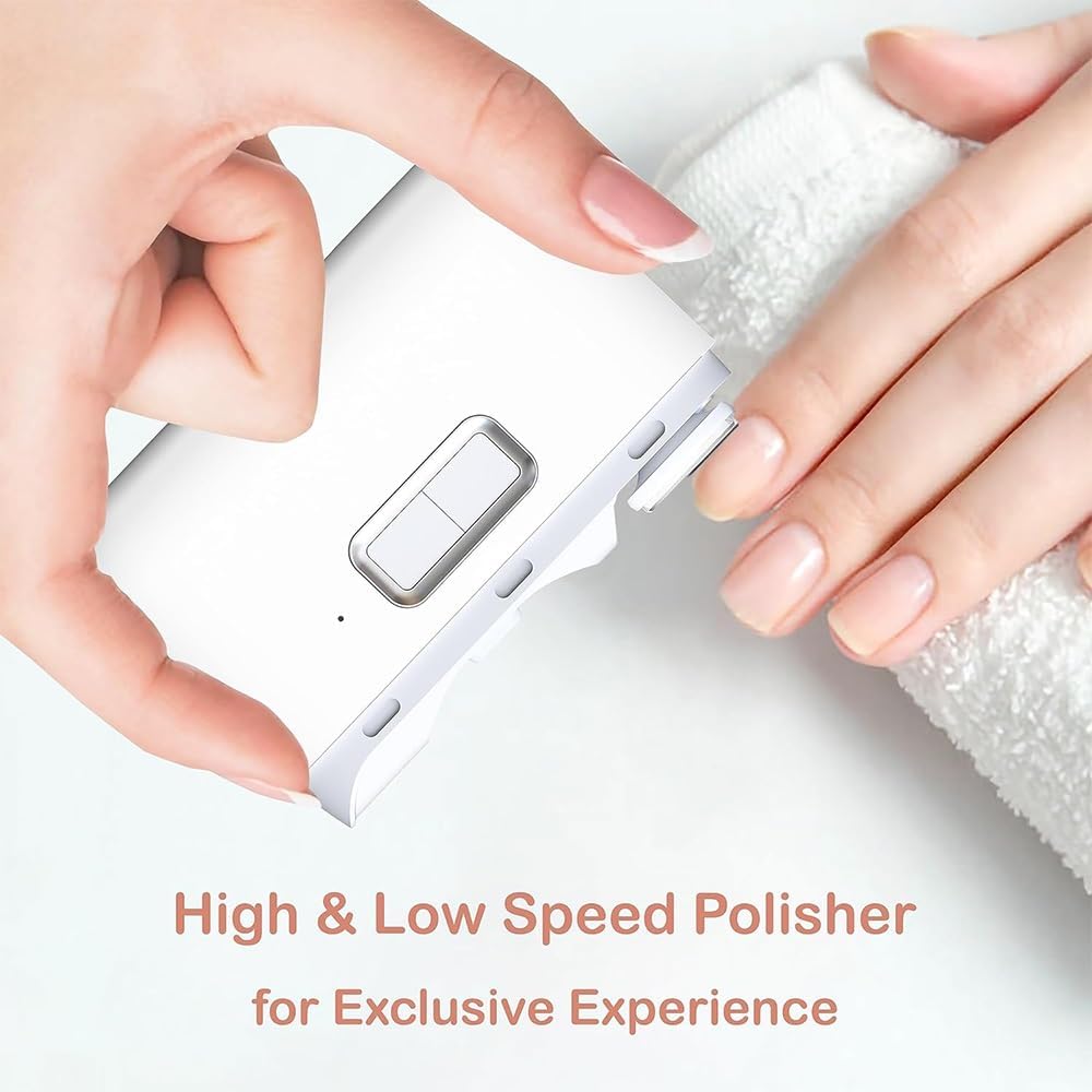 Electric Nail Clippers, 2-in-1 Fingernail Clippers 2 Speeds with File, Rechargeable Nail Trimmer with Nail Scraps Storage and Light (White)