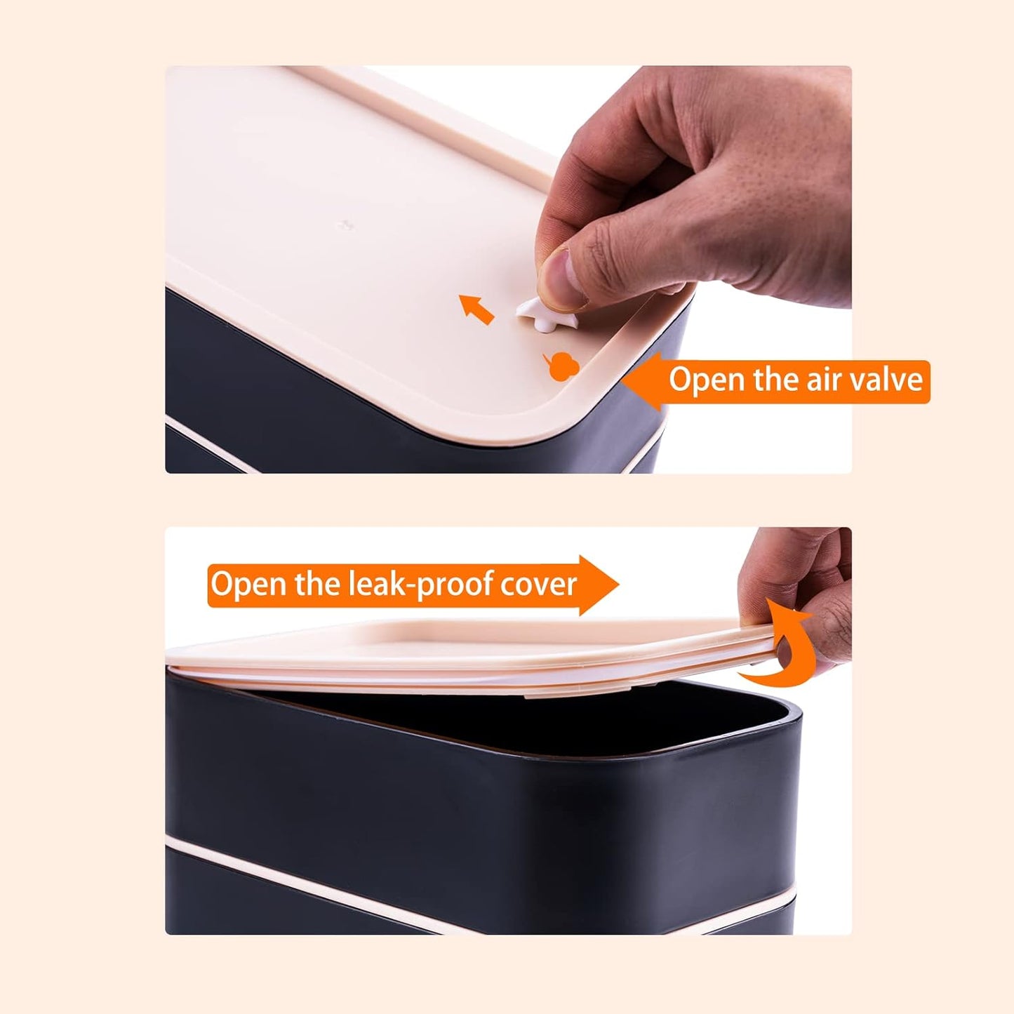 Bento Box Adult Lunch Box with Lunch Bag,Japanese Lunch Box Containers for Adult,Bento Lunch Box with Leakproof 54OZ Black (Black)