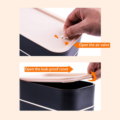 Bento Box Adult Lunch Box with Lunch Bag,Japanese Lunch Box Containers for Adult,Bento Lunch Box with Leakproof 54OZ Black (Black)