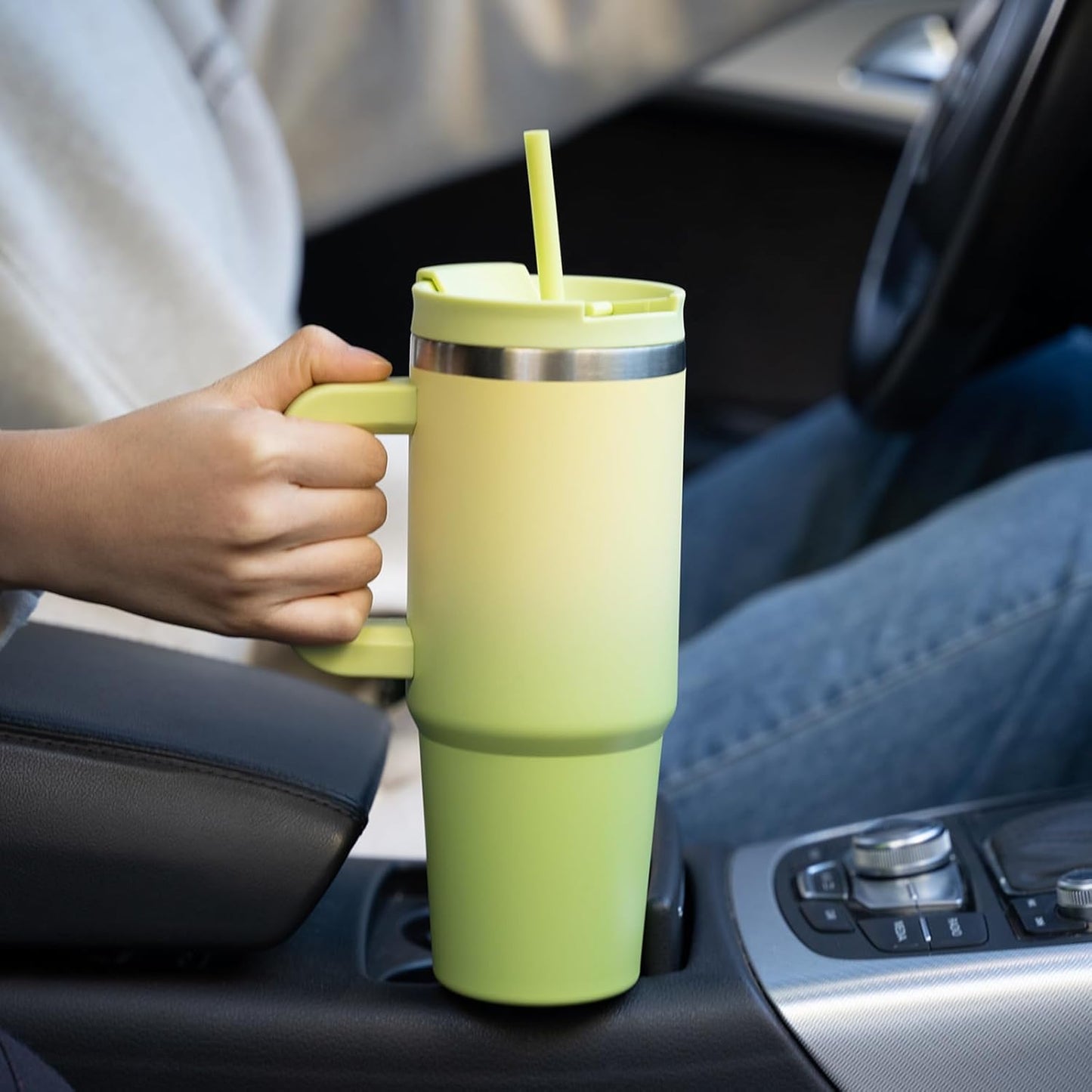 BJPKPK Tumbler with Handle and Straw 30oz Insulated Tumbler Cups with Lid Stainless Steel Travel Coffee Mug,Indigo Black