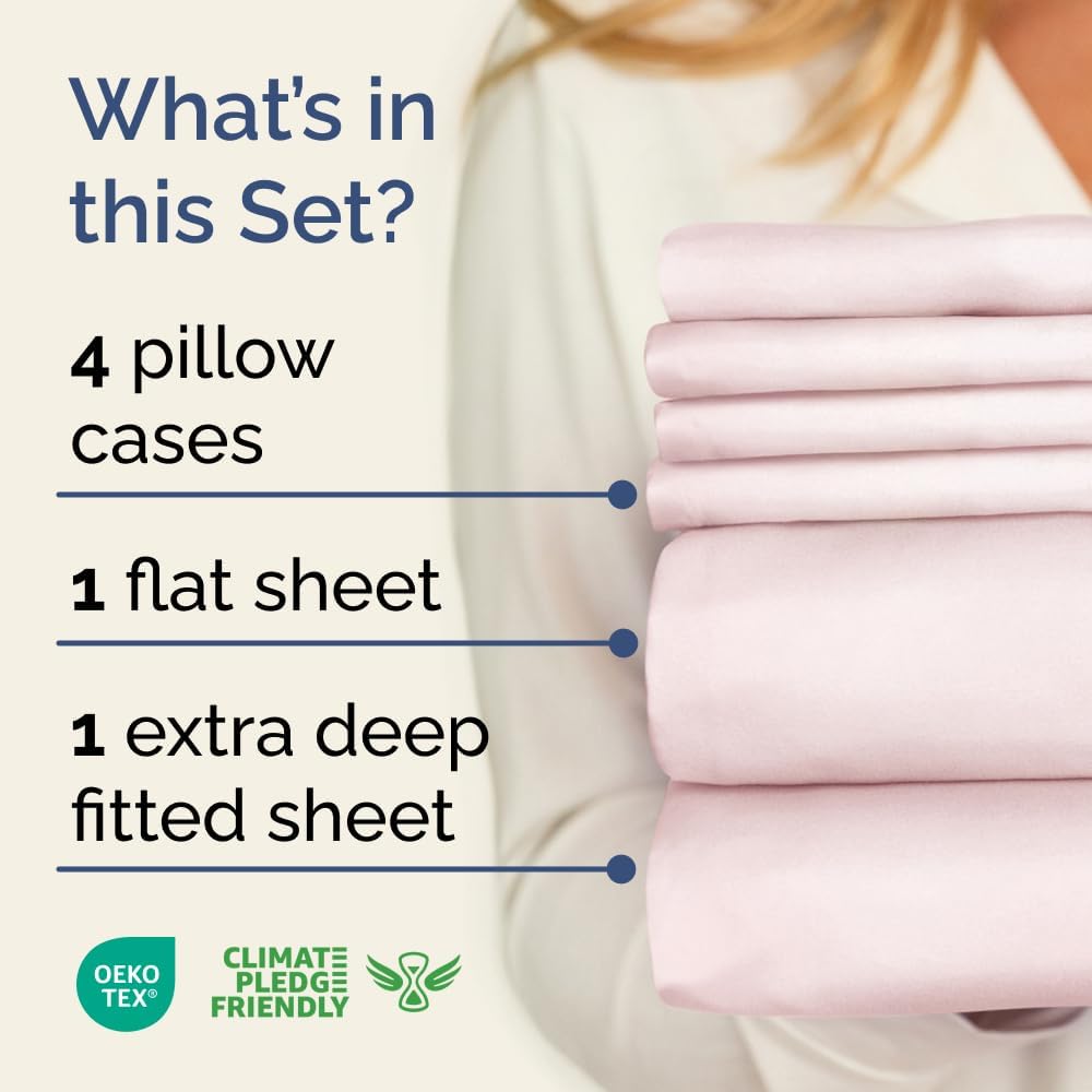 Extra Deep Queen Sheet Set - 6 Piece Breathable & Cooling Sheets - Hotel Luxury Bed Sheets Set - Easy & Secure Fit - Soft, Wrinkle Free & Comfy Sheets Set - White Sheet Set w/Extra Deep Pockets