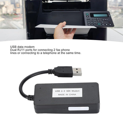 USB 56K External Dial Up Fax Data Modem with RJ11 Cable for 98/2000/xp Vista, for 11/10/8/7, 32/64bit, for Linux Operating System