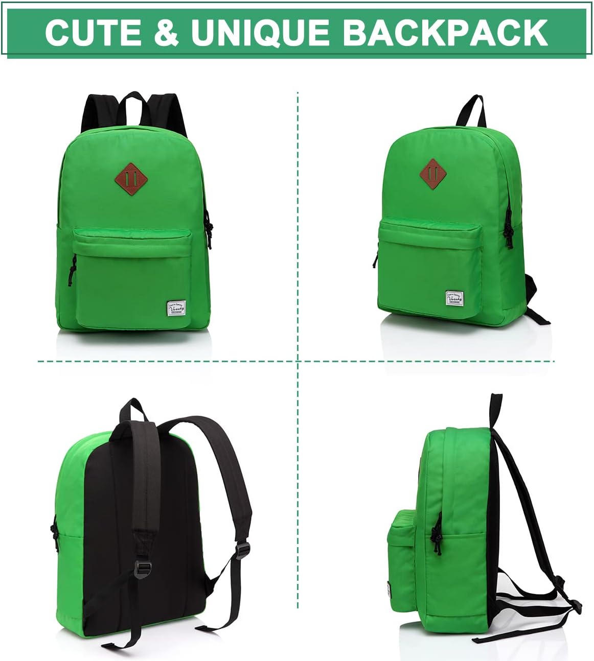 School Backpack for Kids, VASCHY Lightweight Water Resistant Casual Schoolbag Daypack for Men Women Teen Boys Girl Bookbag