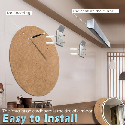 KWW Round Mirror Bathroom LED Lighted Mirror, Illuminated Dimmable Anti-Fog Wall-Mounted Makeup Vanity Mirror with Lights (24L x 24W inches)