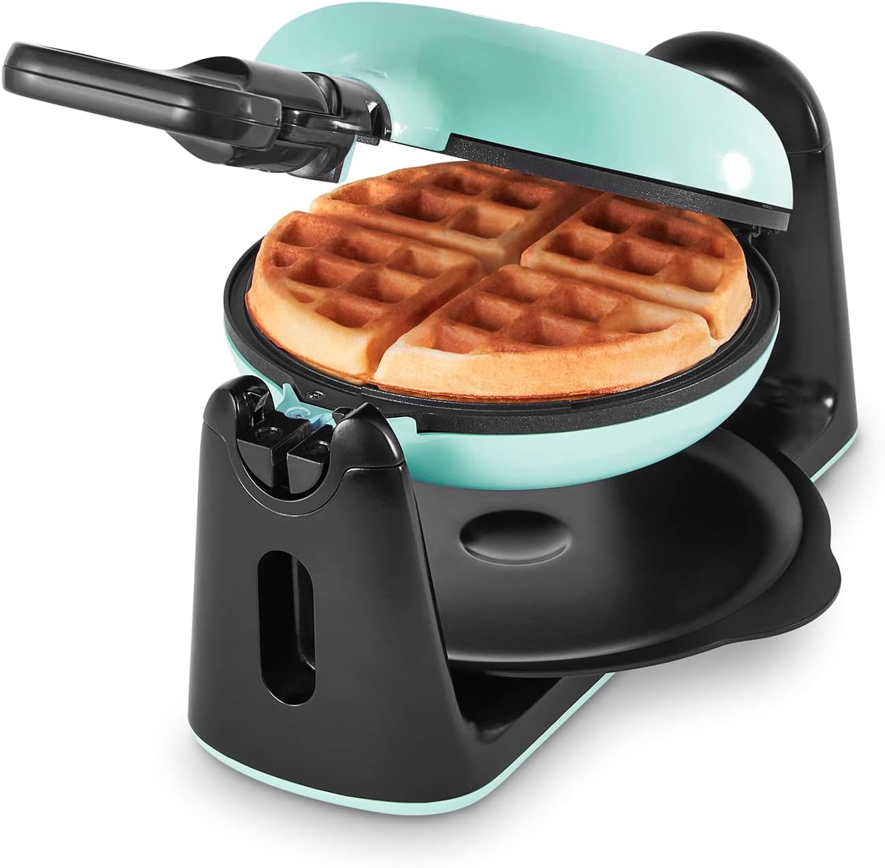 DASH Flip Belgian Waffle Maker – 1” Thick Waffle Mold, Nonstick Waffle Iron with Quick Heat-Up, Surface - Rotating Belgian Waffle Maker for Kids and Families, Just Add Batter (Aqua)