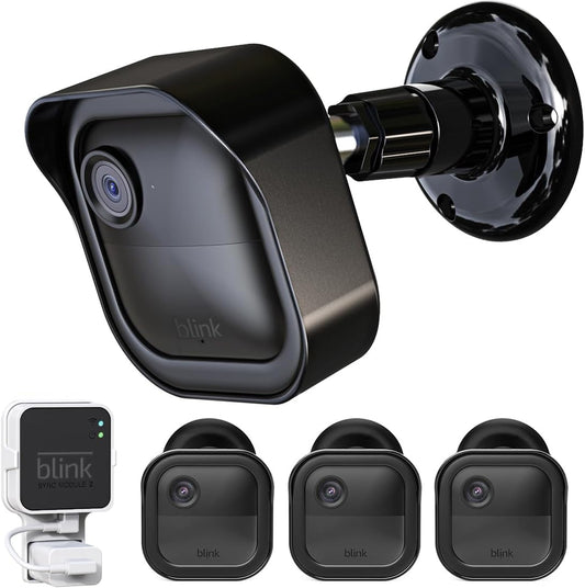 All-New Blink Outdoor 4 (4th Gen) Camera Mount, 3 Pack Protective Cover and 360 Degree Adjustable Mount with Blink Sync Module 2 Outlet Mount for Blink Camera Security System (Black)