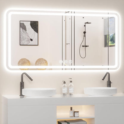 Lmsedf 24" x 32"Rectangle LED Bathroom Mirror with Lights, Backlit & Front Lighted, Wall-Mounted Vanity Mirror 3000K/4000K/6000K, Memory Functions, Anti-Fog, Dimmable Smart Mirror