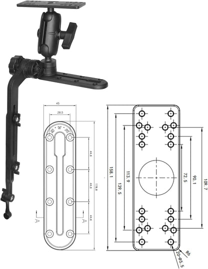Strg Fish Finder Mount, Kayak Transducer Mounting Arm, Marine Electronics Mounts 1.5" Ball Universal Fish Finder Mount Base Compatible with Scotty Garmin Lowrance Fish Finder