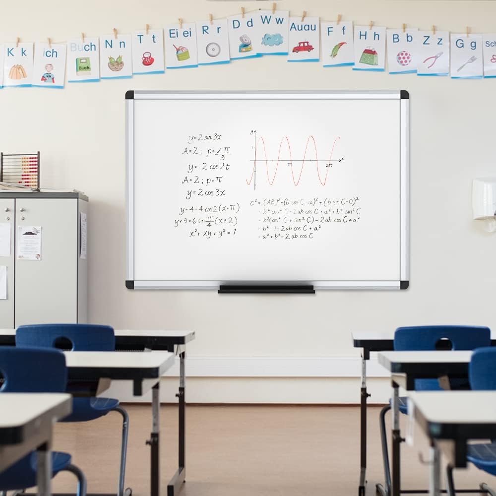 VIZ-PRO Magnetic Whiteboard/Dry Erase Board, 36 X 24 Inches, Includes 1 Eraser & 2 Markers & 4 Magnets | Includes 1 Eraser, 2 Markers & 4 Magnets, 3' x 2', Aluminum Frame, for School Office and Home