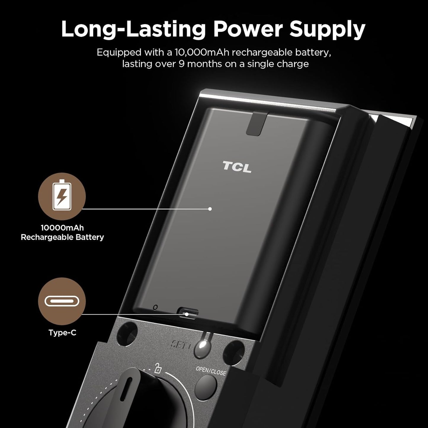TCL Smart Lock D2 Pro, AI Palm Vein Recognition Built-in Doorbell Door Lock, Keyless Entry Security Electronic Deadbolt for Front Door, Works with Alexa, Auto Lock, Voice Control, Easy Install