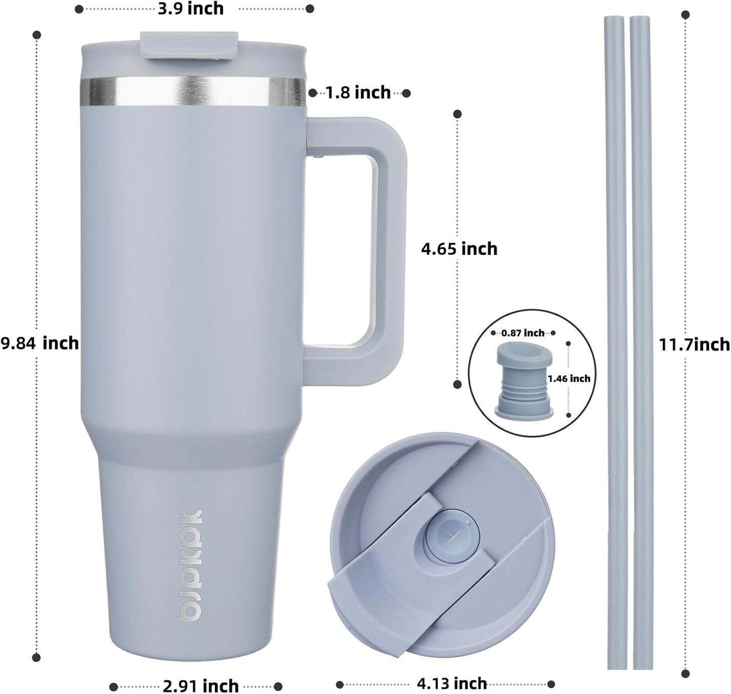 BJPKPK Tumbler with Handle and Straw 30oz Insulated Tumbler Cups with Lid Stainless Steel Travel Coffee Mug,Indigo Black