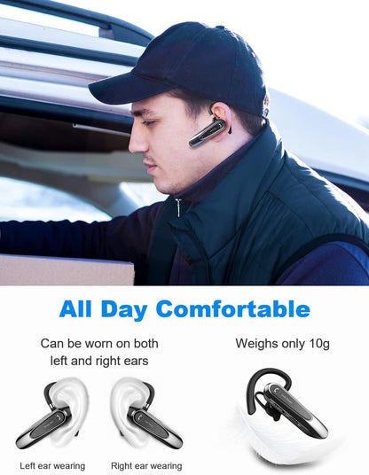 Bluetooth Earpiece Link Dream Wireless CVC8.0 Headset for Cell Phone Dual Mic Noise Canceling Handsfree Phone Earpiece w/Mute 20Hrs Talk Time 180 Days Standby for iPhone Android Home Office Driving