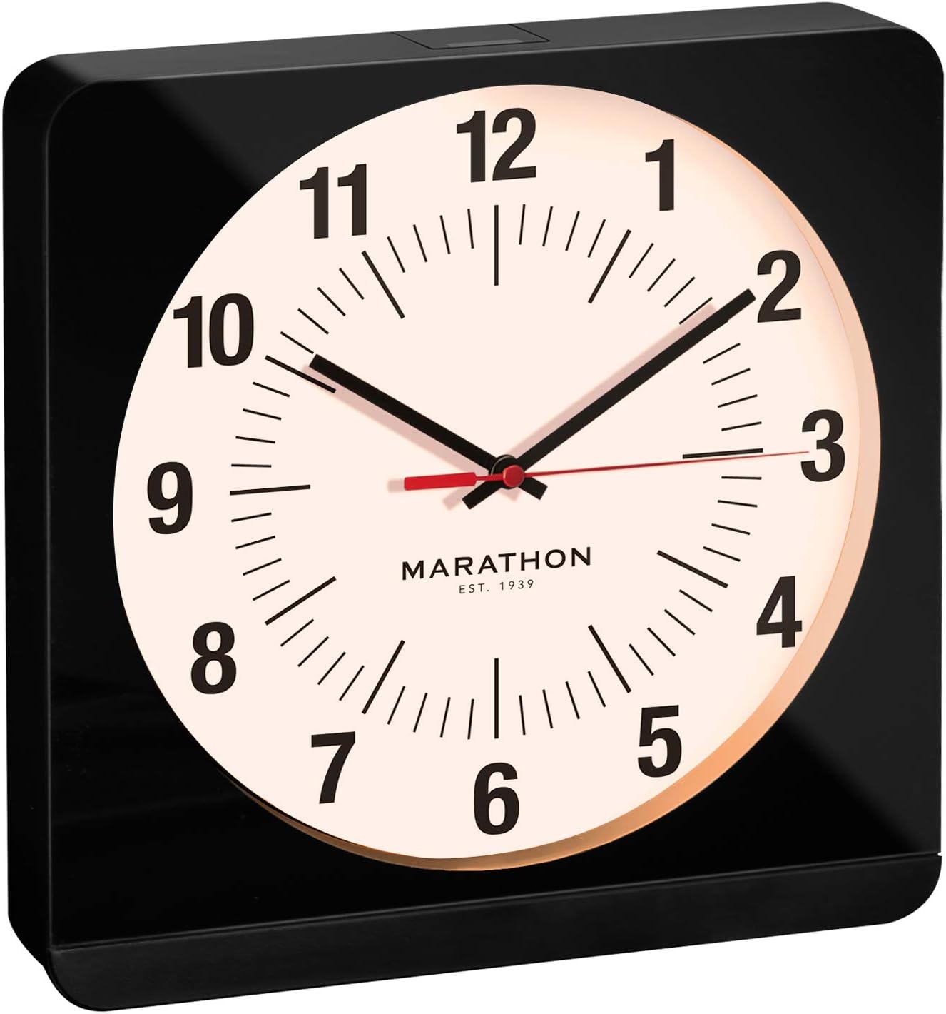 Marathon Studio Edition 12-Inch Jumbo Analog Wall Clock with Auto Night-Light (Model: CL030057-BK-WS-NA)