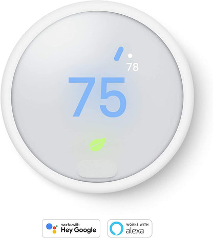 Google Nest Thermostat E - Programmable Smart Thermostat for Home T4000ES - 3rd Generation Nest Thermostat (Frosted White)- Compatible with Alexa Bundle with Nest Temperature Sensor
