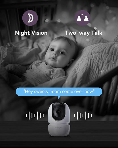 Comfyer 7" HD Split-Screen Baby Monitor with 2 Cameras, Video Baby Monitor with Camera and Audio, Flexible Bracket, Non-WiFi, VOX Mode, 2 Way Audio, Remote PTZ, Auto Night Vision