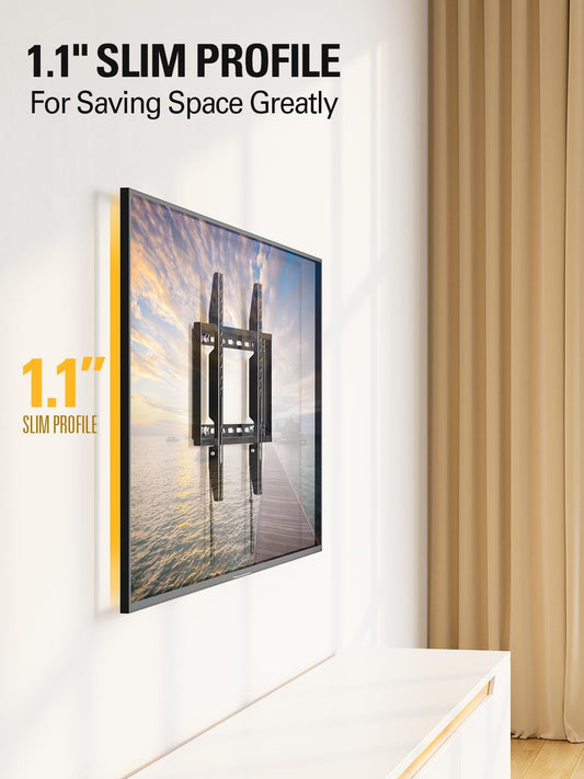 Mounting Dream TV Wall Mounts for Most 26-55" LED, LCD, Plasma TVs, Low Profile TV Mount fits 12", 16" Wood Studs, Fixed TV Bracket up To VESA 400 x 400mm and 100 LBS Loading Capacity MD2361-K - PuriLite