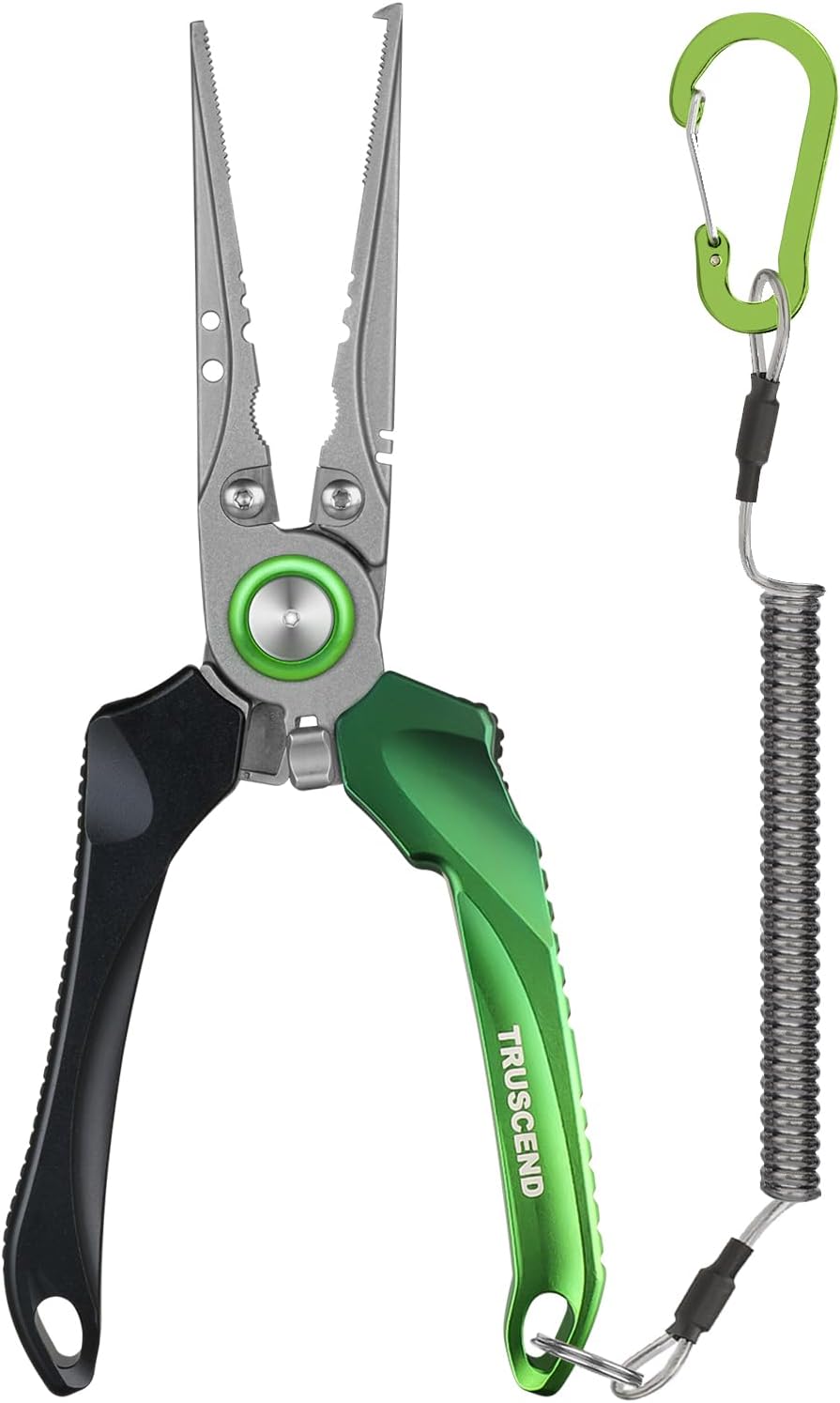 TRUSCEND Lockable Handy Fishing Pliers with Innovative Ergonomic Handle, Saltwater Corrosion Resistant Teflon Coated Fishing Tool, Multi-Function Fishing Gear with Mo-V Cutter, Amazing Fishing Gift