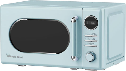 Magic Chef Countertop Microwave, Classic Retro Touch Small Appliance, 0.7 Cubic Ft, Mint Green