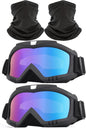 immoono 2Pcs Dirt Bike Goggles with Neck Gaiter, Motorcycle Goggles ATV Goggles Riding Ski Racing Goggles Windproof