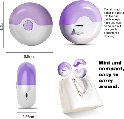 Electric Nail Clipper, Upgrades 2 in 1 Electric Polishing Automatic Nail Clippers Electric Nail File for Seniors Adults Kids, Baby Nail Trimmer Electric Toenail Automatic Nail Clippers(Purple)