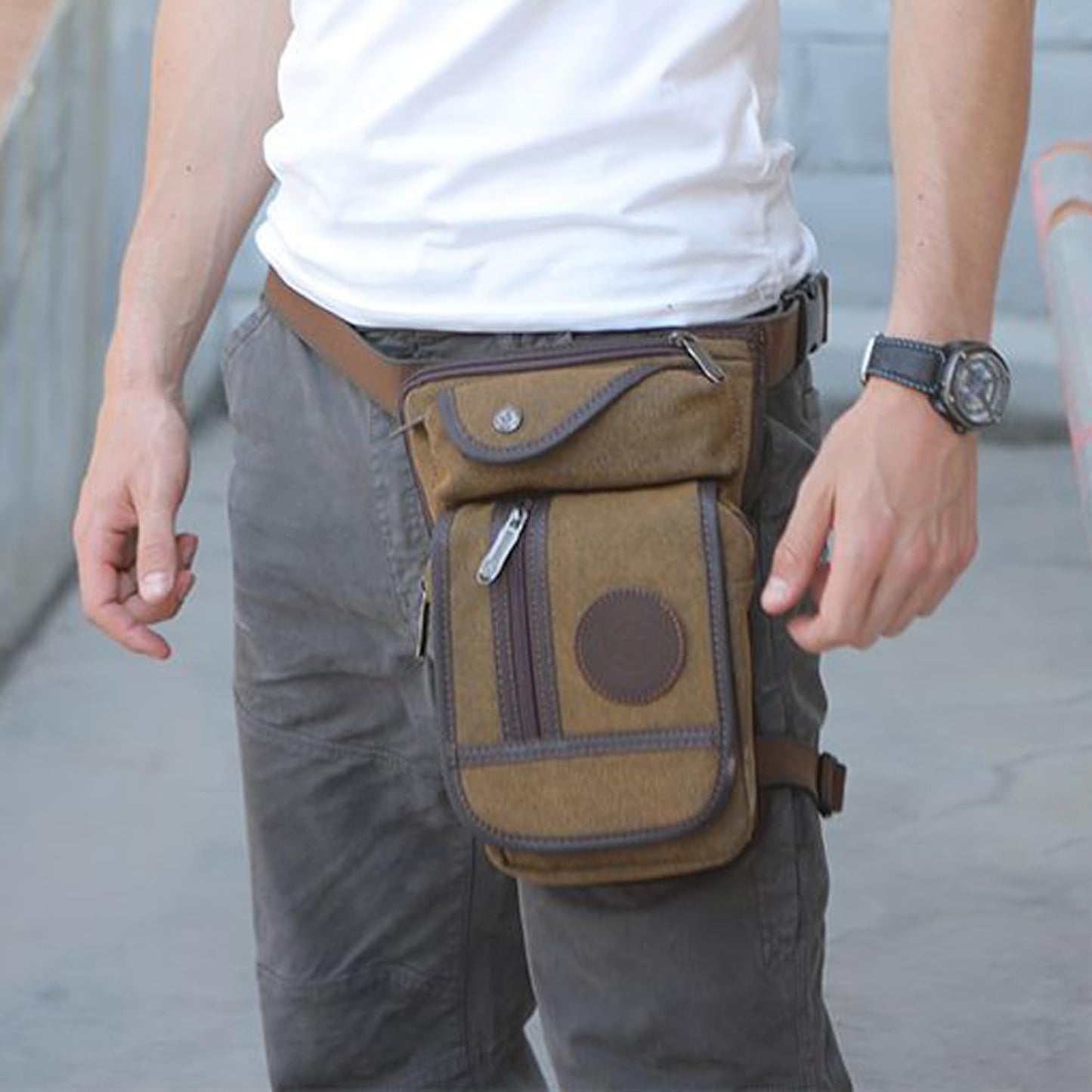 Motorcycle Drop Leg Bag Nylon Waist Pack for Men Women Travel Hiking Tactical Cycling Bike Ride Riding Crossbody Shoulder Fanny Pouch