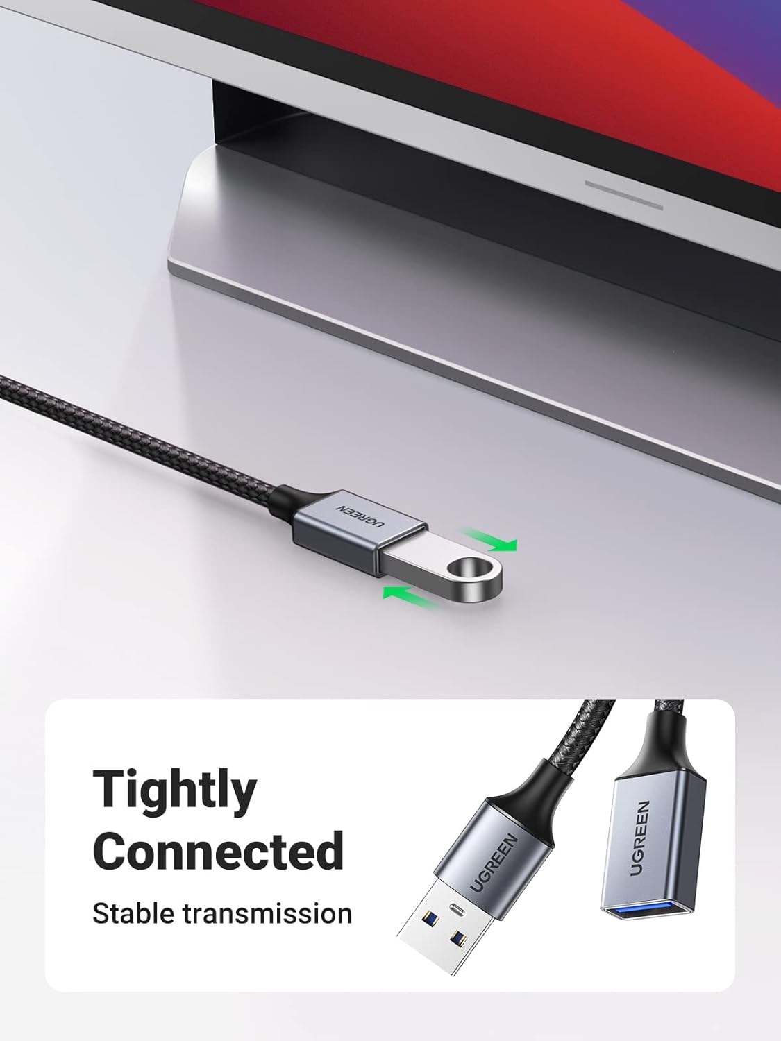 UGREEN USB Extension Cable 3.0 Extender Cord Nylon Braided A Male to Female Data Transfer Cable for Hard Drive, Oculus Rift, Hub, USB Sticks, Mouse, Keyboard, Xbox, Camera, Webcam, 6.6FT