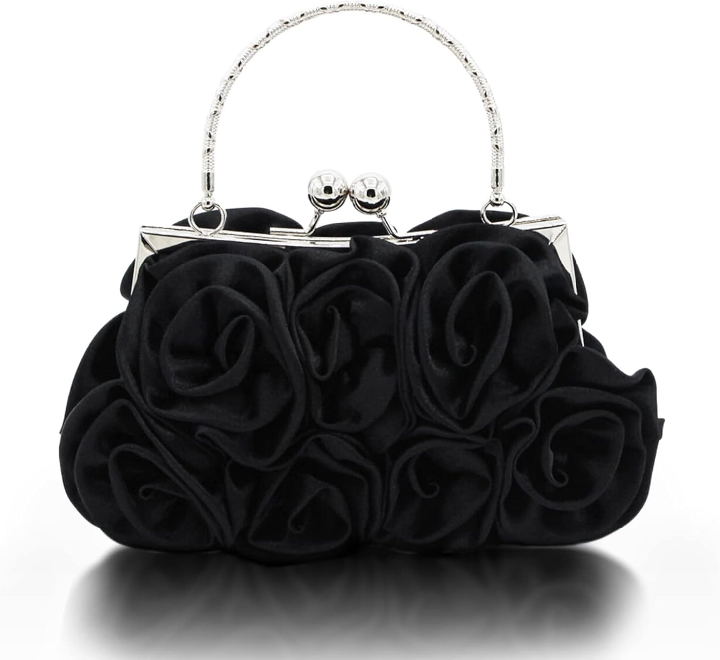 JAMBHALA Women Evening Clutch Bag Floral Satin Purses with Detachable Strap for Wedding, Party, Prom