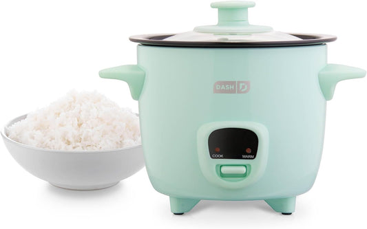 Dash DRCM200GBAQ04 Mini Rice Cooker with Keep Warm, 2 cup, Aqua