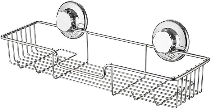 iPEGTOP L-4 Strong Suction Cup Shower Caddy Bath Shelf Storage, Combo Organizer Basket for Shampoo, Soap, Conditioner, Razor Bathroom Accessories - Rustproof Stainless Steel, Chrome