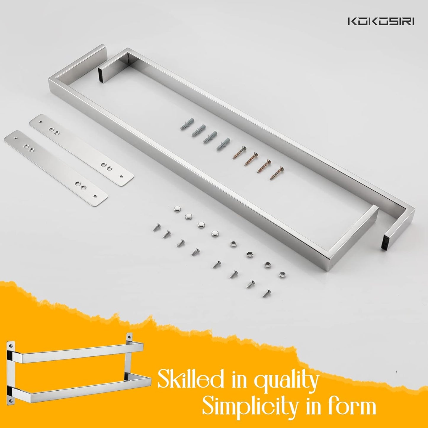 KOKOSIRI Towel Bars Black Bath Towel Holders 20 Inches Bathroom 2-Tiers Ladder Towel Rails Wall Mounted Towels Shelves Rack Stainless Steel, B5008BK-L20