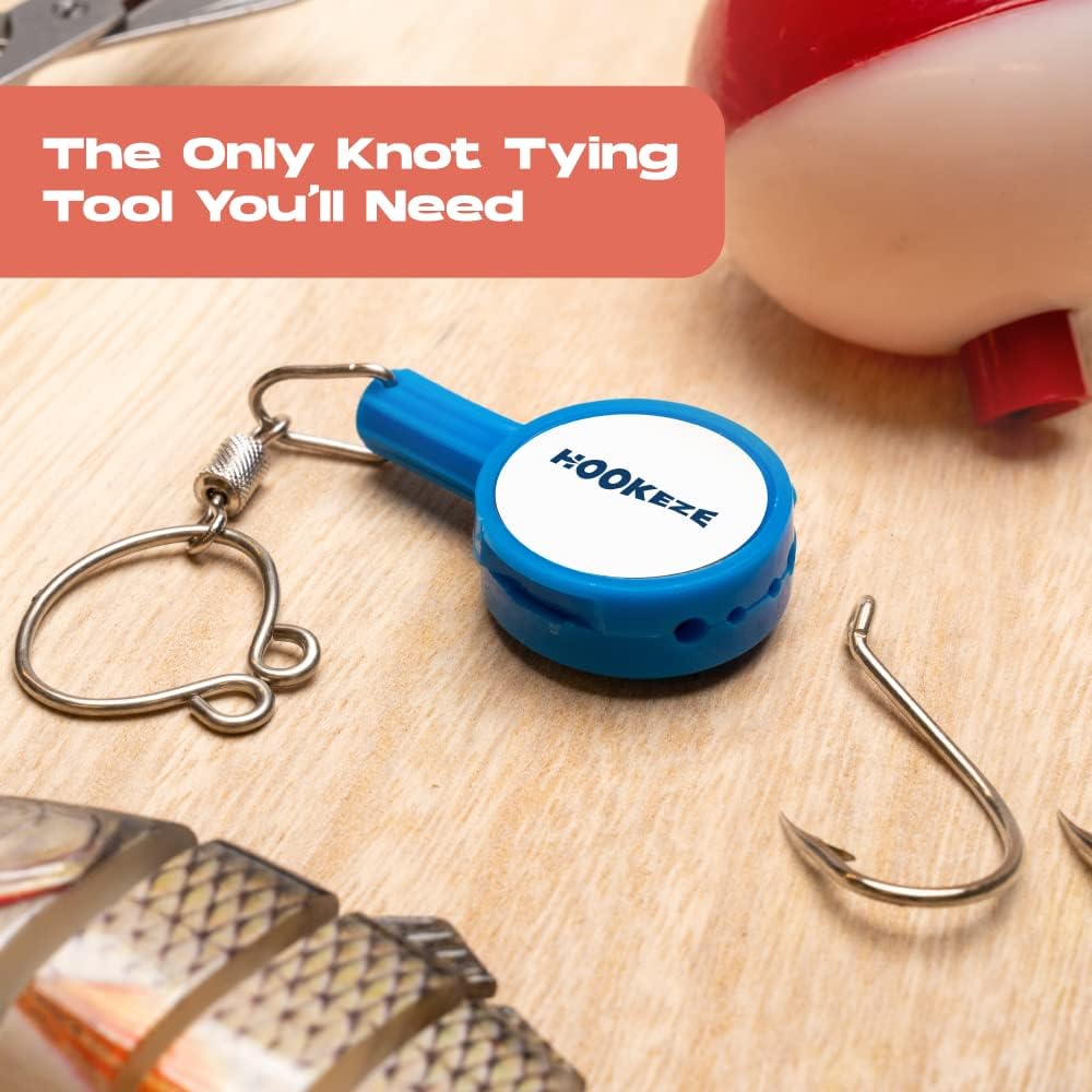 Hook-Eze Fishing Gear Knot Tying Tool | Line Cutter |Cover Hooks on Fishing Pole Travel Safely Fully Rigged for Saltwater Bass Ice Fishing