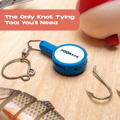Hook-Eze Fishing Gear Knot Tying Tool | Line Cutter |Cover Hooks on Fishing Pole Travel Safely Fully Rigged for Saltwater Bass Ice Fishing