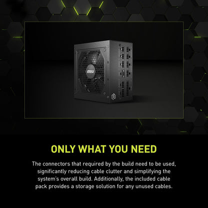 MSI MAG A750GL PCIE 5 Gaming Power Supply - Full Modular - 80 Plus Gold Certified 750W - Compact Size - ATX PSU - PuriLite