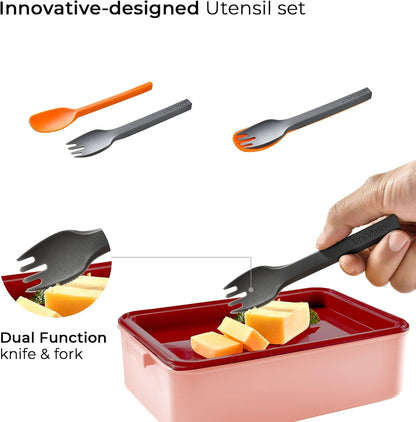 Linoroso Stackable Bento Box Adult Lunch Box | Meet All You On-The-Go Needs for Food, Salad and Snack Box, Premium Bento Lunch Box for Adults Include Utensil Set, Dressing Containers - Pale Mint