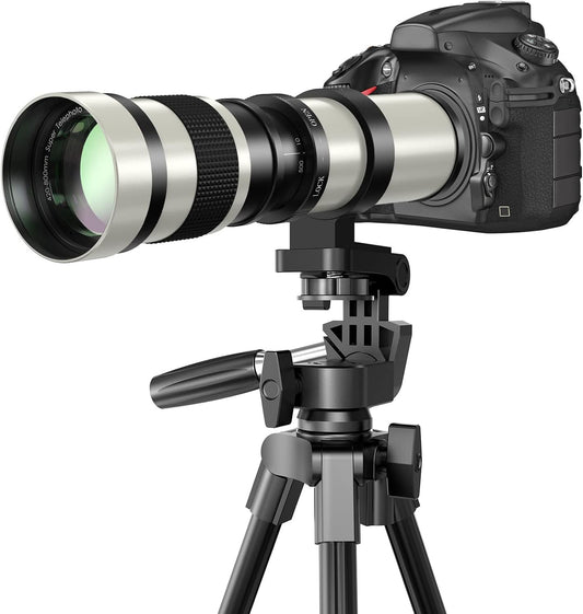 EF/EF-S 420-800mm F8.3 Telephoto Zoom Lens(MF) + T-Mount Adapter for Canon EOS Rebel T8i/T7i/T7/T6i/T5/T3i/T2i/XSi/SL3/SL2/T100/90D/80D/70D/50D/5D Mark IV/6D II/7D II/1D X III II-DSLR Cameras Lenses