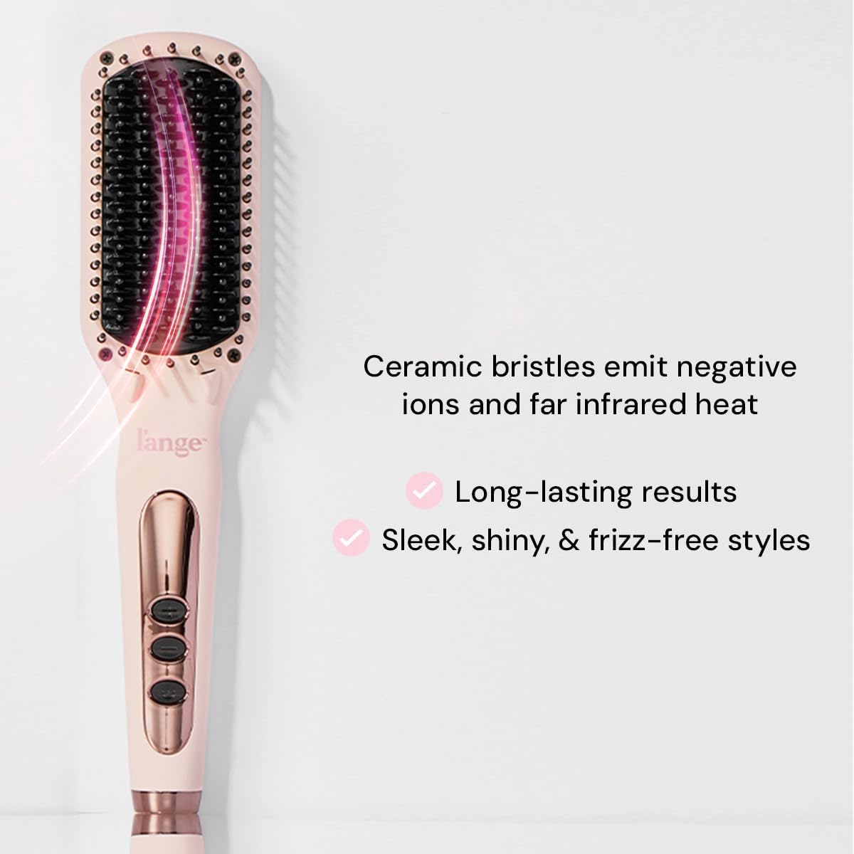 L'ANGE HAIR Le Vite Hair Straightener Brush | Heated Hair Straightening Brush Flat Iron for Smooth, Anti Frizz Hair | Dual-Voltage Electric Hair Brush Straightener | Hot Brush for Styling (Blush)