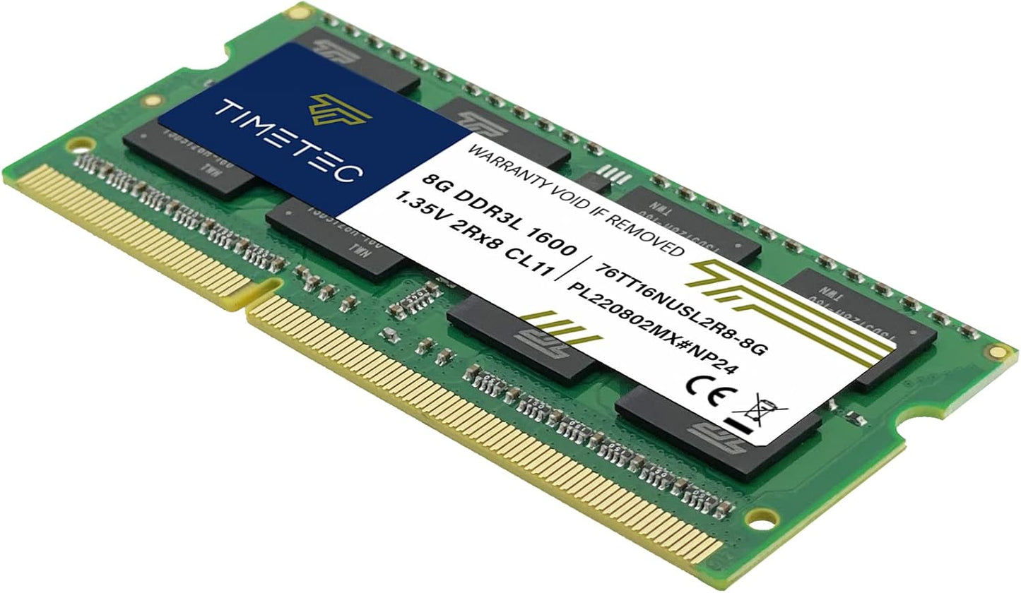 Timetec 16GB KIT(2x8GB) DDR3L / DDR3 1600MHz PC3L-12800 / PC3-12800 Non-ECC Unbuffered 1.35V / 1.5V CL11 2Rx8 Dual Rank 204 Pin SODIMM Laptop Notebook PC Computer Memory RAM Module Upgrade