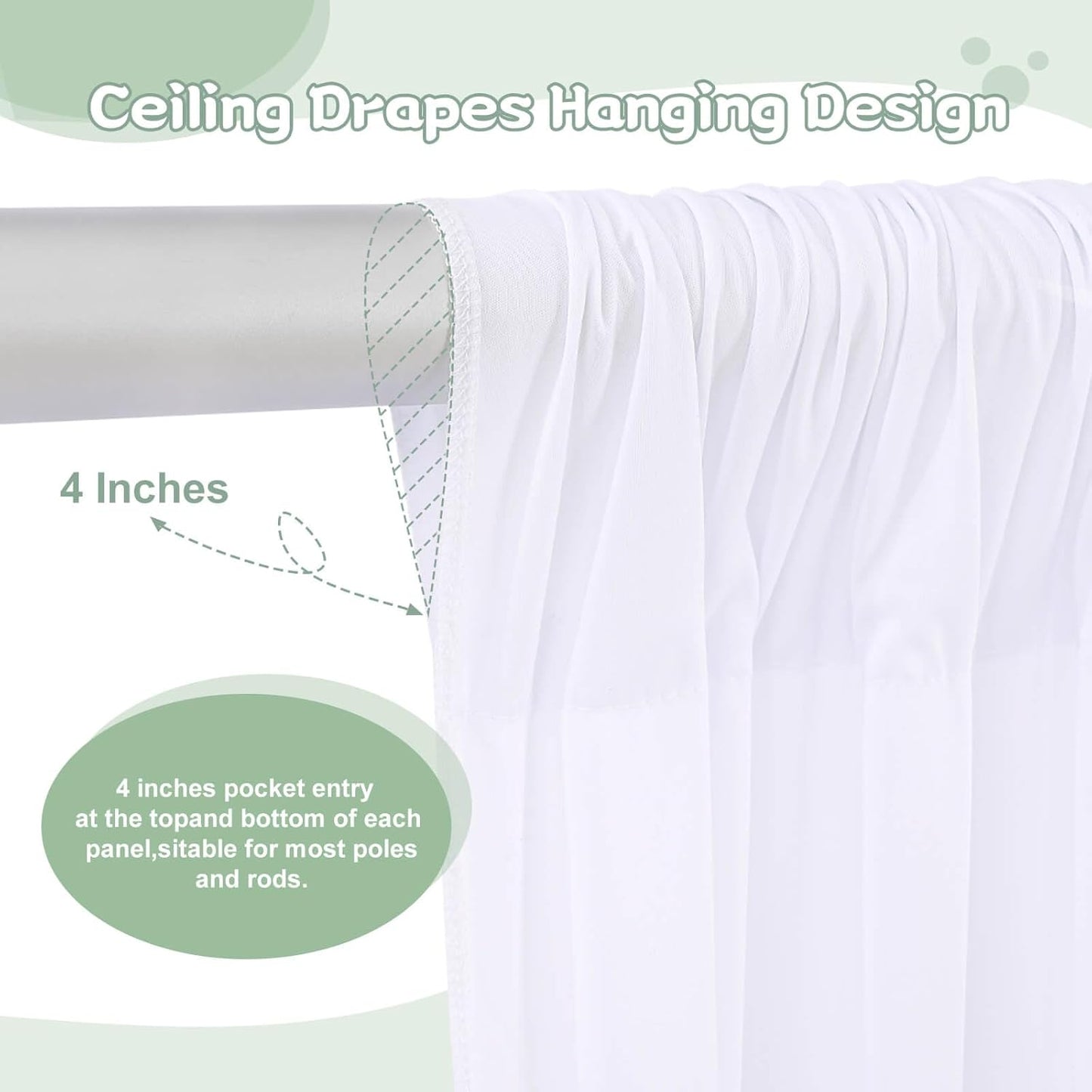 10.6x10Ft White Backdrop Curtain Parties Photo Curtains Backdrop Drapes Fabric for Wedding Birthday Baby Shower Decorations