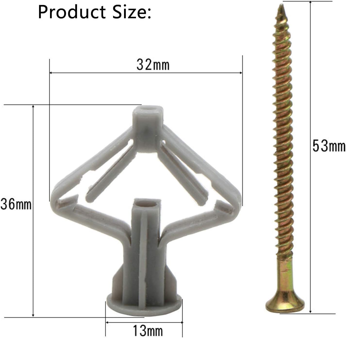 Drywall Anchor kit - Hollow Wall Anchors with Screws ，self-Drilling Hollow Wall Anchor, for Drywall，Nylon - Plastic - Buildex,60pcs (Anchor 30pcs+screw 30pcs)