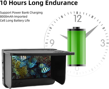 Fishing Camera Display Screen, 5.0 Inch HD IPS Large Screen, 3.5mm Video Interface, Professional Fishing Aid for Ice Lake Sea Boat Fishing