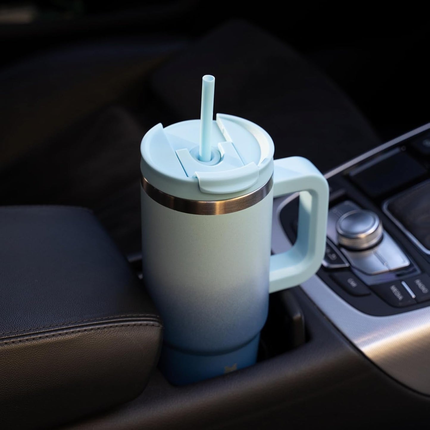 BJPKPK Tumbler with Handle and Straw 30oz Insulated Tumbler Cups with Lid Stainless Steel Travel Coffee Mug,Indigo Black