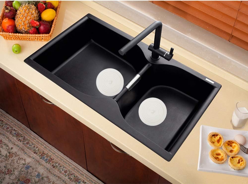 V-TOP Tub Stopper 2 Pack, 6 inches Large Silicone Drain Plug Hair Stopper Flat Suction Cover for Kitchen Bathroom Accessories and Laundry