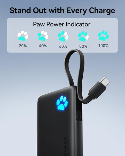 INIU 45W Portable Charger, Slimmest 10000mAh Power Bank with Build in USB C Cable, Fast Charging PD USB C in&Out Battery Pack, External Phone Charger for iPhone 16 15 Samsung S23 S22 Google iPad etc