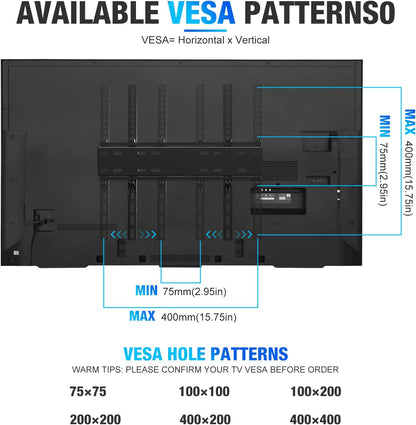 C-MOUNTS Tilting TV Wall Mount Bracket Low Profile for Most 26-65 inch Flat ScreenCurved TVs, Monitor, TV Mount with Max VESA 400x400mm Weight up to 110 lbs