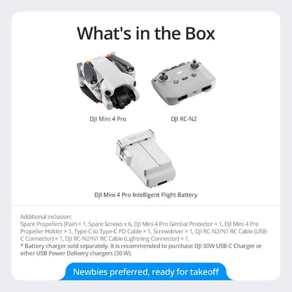 DJI Mini 4 Pro (DJI RC 2), Drones with Camera for Adults 4K, Under 0.549 lbs/249 g, 34 Mins Flight Time, 20km Max Video Transmission Distance, Omnidirectional Vision Sensing, Mini Drone for Beginners