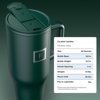 Insulated Tumbler with Straw Lid & Handle - 32oz (2 Lids) - Vacuum Leakproof Double Walled Stainless Steel Travel Mug Cup for Coffee Tea Water Hold Cold Iced Drinks - Fits Car Cup Holder