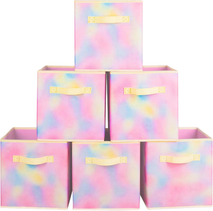 ShellKingdom Storage Bins, Foldable Fabric Storage Cubes And Cloth Organizer Drawer For Closet And Toys, 6 Pack (Lavender+Light Blue+Pink)